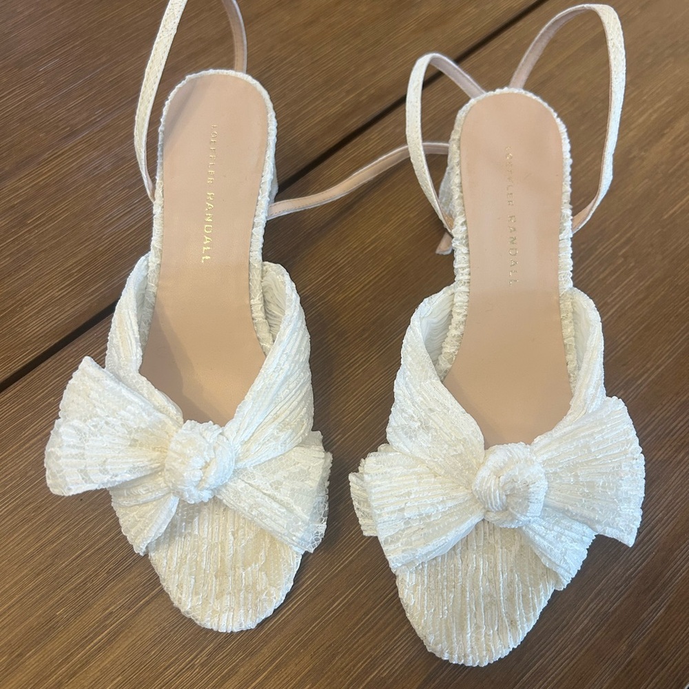 Loeffler Randall Dahlia White Lace Bow Heel